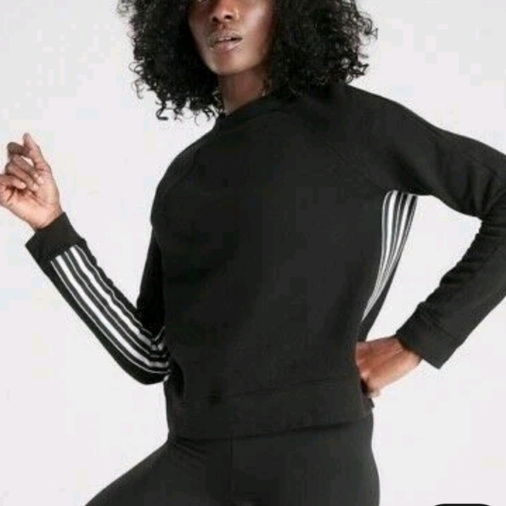 Athleta 24/7 Striped Sweatshirt Size M Black/White
